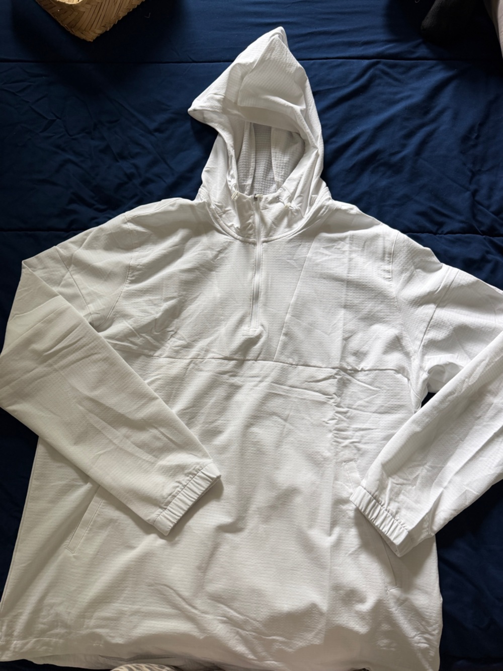 adidas White Textured Hoodie Pullover